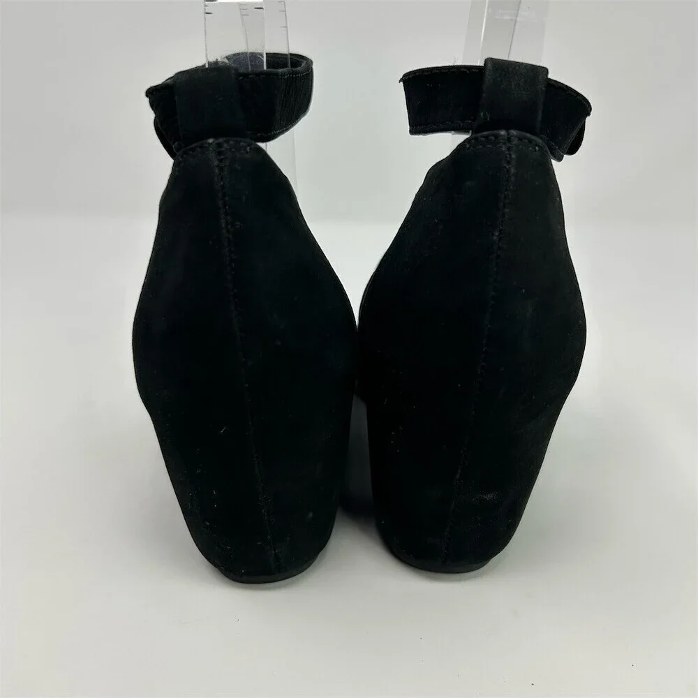 Jeffrey Campbell Cirque Black Perforated Leather Wedge Ankle Strap Size 8